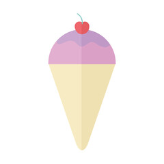 ice cream with a pink and purple color and one cherry in the top