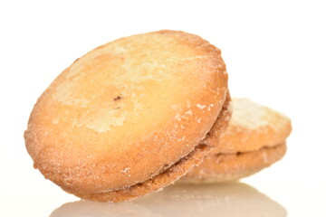 Biscotti shortbread cookies, close-up, on a white background.