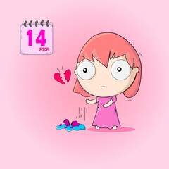 a single girl surprised to see valentine's day