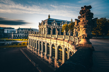 The Zwinger in Dresden in the morning. Nice shot from the edging and famous historical building...