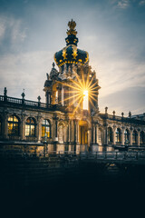 The Zwinger in Dresden in the morning. Nice shot from the edging and famous historical building...