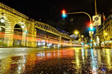 The bridge of Bercy by night  in the 13th district  of Paris.