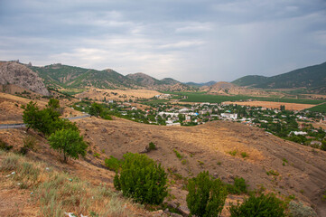 Fototapeta na wymiar Mountains near the village of Veseloe in Crimea