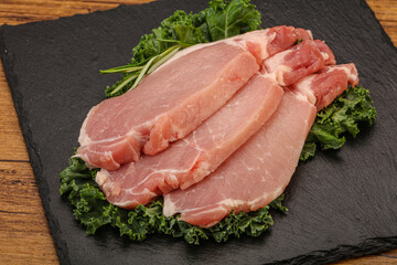 Raw pork steak for cooking