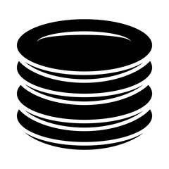 stack of dishes icon, silhouette style