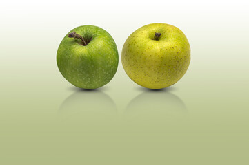 green apples on white background