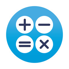 Obraz premium calculator, plus, minus, multiply and divide symbol app inside a bubble