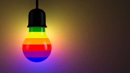 LGBT informing concept. Glowing light bulb. Rainbow symbol.