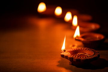 Diwali celebration with lights on Diwali day.