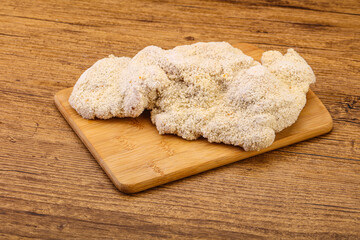 Raw meat schnitzel for roast