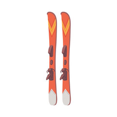 Isolated vector icon of wooden or plastic skis, equipment for winter sport.