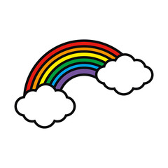 rainbow and clouds icon, colorful design