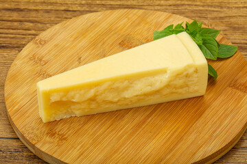 Hard parmesan cheese served basil