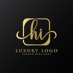 HI Logo Design Vector Template. Initial Luxury Letter HI Vector Illustration
