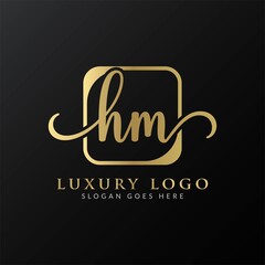 HM Logo Design Vector Template. Initial Luxury Letter HM Vector Illustration
