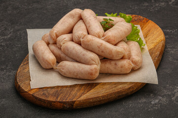 Raw natural chicken baby sausages
