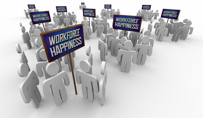Workforce Happiness Satisfied Happy Employees Workers Teams Signs 3d Illustration