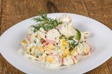 Russian traditional Crab stick salad