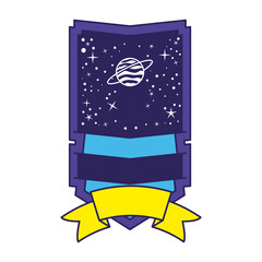 patch with saturn in it on a white background