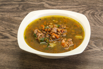 Lentil soup with chicken and vegetables