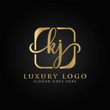 Linked Letter KJ Logo Design vector Template. Creative Abstract KJ Luxury Logo Design Vector Illustration