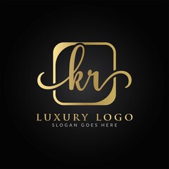 Linked Letter KR Logo Design vector Template. Creative Abstract KR Luxury Logo Design Vector Illustration