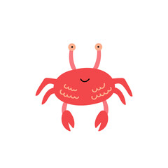 Red cute crab. Marine character design for kids. Modern vector
