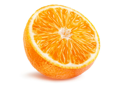 Half of juicy tangerine lies on its side isolated on white background with clipping path
