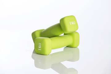 Two of dumbbells on white background