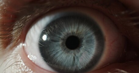 Close up shot of eye crazily spinning around - madness, horror, anxiety, mania, insanity, emotions concept 4k footage makro
