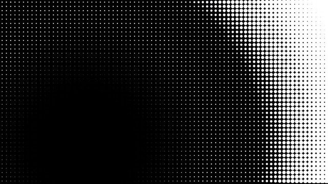 Animated halftone dots. White dots on alpha. Looped.