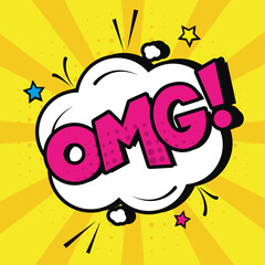 OMG pop art expression with cloud, colorful design