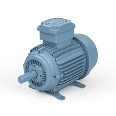 Blue Electric Water Pump White Background. 3D Rendering