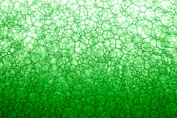 The close distance of the green bubble,Bubble, DNA, Drop, Liquid, Medicine,Foam Bubble from Soap or Shampoo Washing,Poland, Biochemistry, Biotechnology, Laboratory, Water