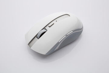 Wireless modern computer mouse on white background