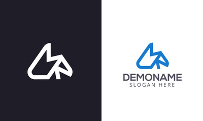 Initial Latter M and R monogram logo design vector. Linear creative minimal monochrome monogram symbol. Logo mark ,Latter mark, logotype elegant modern latter logo With Play Icon 