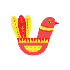 Fantastic bird in the Scandinavian style folk art for design cards, banners, posters. vector illustration