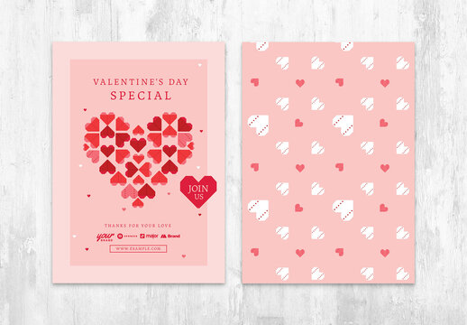 Simple Valentines Day Flyer Layout with Geometric Love Heart