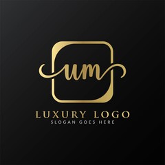 Initial UM letter Logo Design vector Template. Abstract Luxury Letter UM logo Design