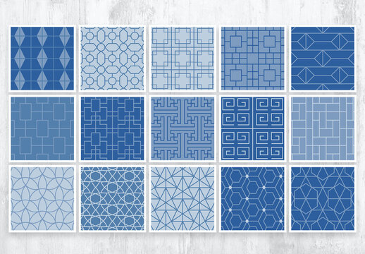 Geometric Patterns Set with Asian Influence