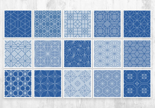 Minimal Geometric Modern Japanese Style Patterns Set