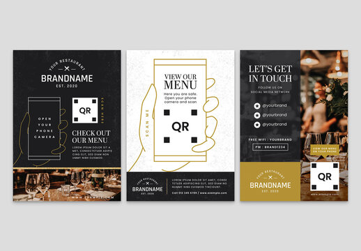 Qr Code Flyer Layout For Online Menu And Check In