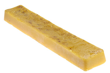 pure beeswax ingot isolated on white background