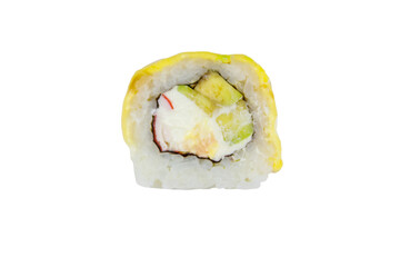 Sushi cheese roll isolated on white background
