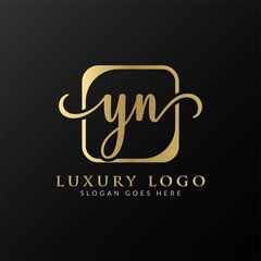 YN Logo Design Vector Template. Initial Luxury Letter YN Vector Illustration - obrazy, fototapety, plakaty
