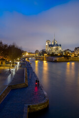 landscape with notre dame de paris and Seine river