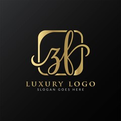 ZF Logo Design Vector Template. Initial Luxury Letter ZF Vector Illustration