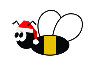 simple bee with red hat, vector illustration 