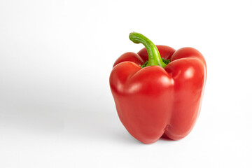 Fresh red sweet bulgarian pepper isolated on white background