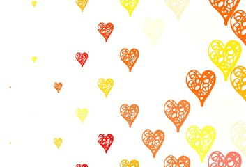 Light Red, Yellow vector texture with lovely hearts.